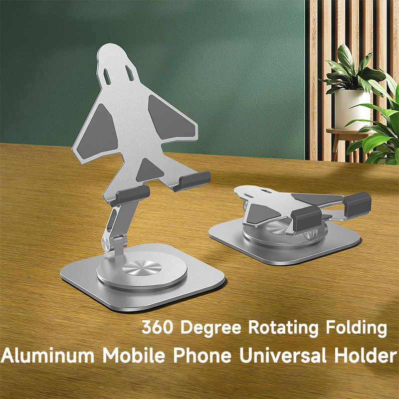 Aluminum Alloy Airplane Type Cell Phone Folding Stand 360 Degree Rotation Metal Stand-1