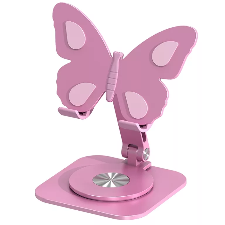 Butterfly shape cell phone holder 360 degree rotation universal aluminum alloy folding phone/tablet holder