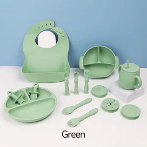 Children's Silicone Tableware Set - Green