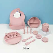 Children's Silicone Tableware Set-Pink