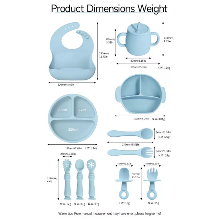 Children's Silicone Tableware Set - Size Weight