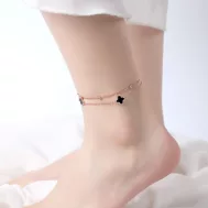 Clover Anklet S925 Sterling Silver Onyx