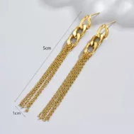 Long Tassel Chain Earrings Personalized Titanium Studs