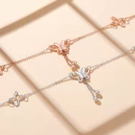 Silver Anklet Women's S925 Flower Butterfly Anklet