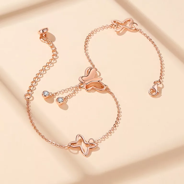 Silver Anklet Women's S925 Flower Butterfly Anklet