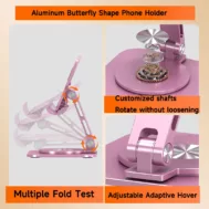 Butterfly shape cell phone holder 360 degree rotation universal aluminum alloy folding phone/tablet holder