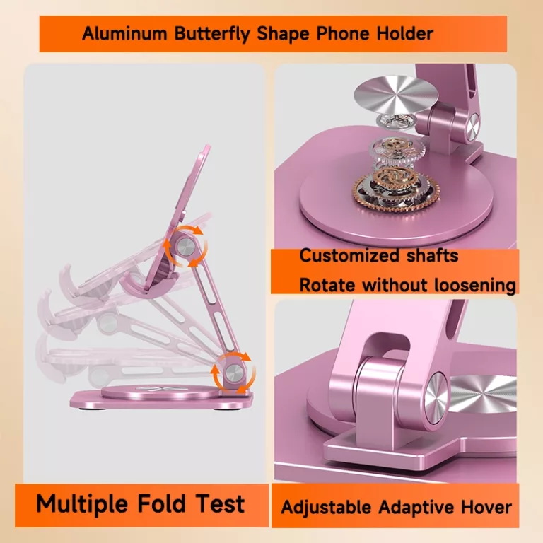 Butterfly shape cell phone holder 360 degree rotation universal aluminum alloy folding phone/tablet holder