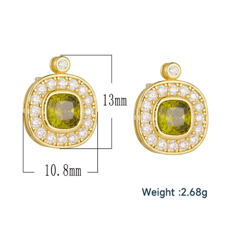 Vintage-style-olive-green-zircon-earrings-women-geometric-oval-diamond-earrings-s925-silver