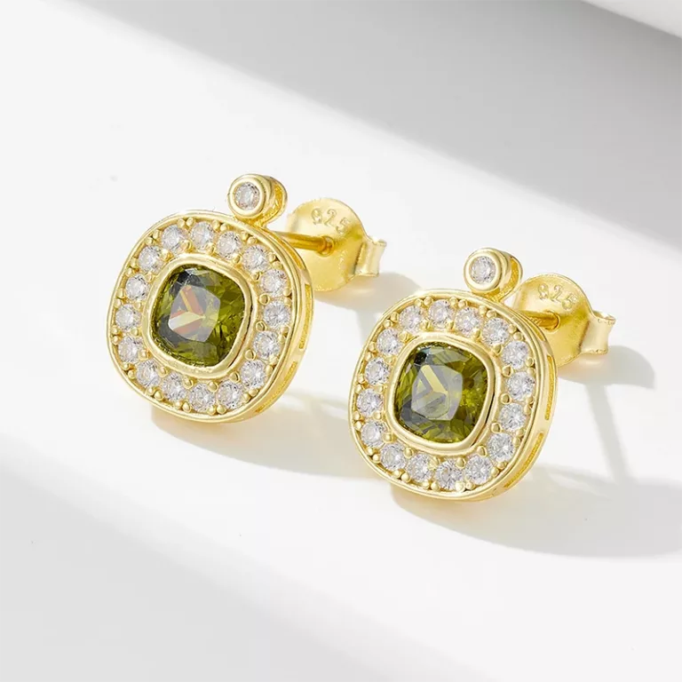 Vintage-style-olive-green-zircon-earrings-women-geometric-oval-diamond-earrings-s925-silver