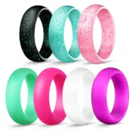 Silicone Wedding Rings for Step Edge Sleek Design Rubber Engagement Bands 5.7mm Wide 2mm Thick - 1/2/3/4/5/6/7 Variety Multipack