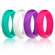 Silicone Wedding Rings for Step Edge Sleek Design Rubber Engagement Bands 5.7mm Wide 2mm Thick - 1/2/3/4/5/6/7 Variety Multipack