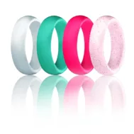 Silicone Wedding Rings for Step Edge Sleek Design Rubber Engagement Bands 5.7mm Wide 2mm Thick - 1/2/3/4/5/6/7 Variety Multipack