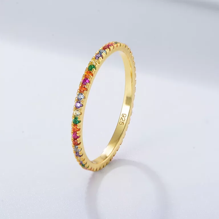 s925 silver colorful zirconia micro-set full diamond ring