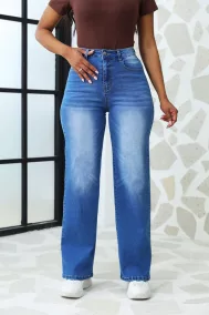 High-waisted straight pants Slim Trendy women's jeans-3