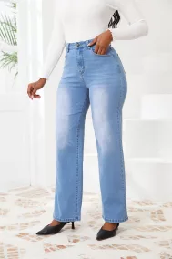 High-waisted straight pants Slim Trendy women's jeans11