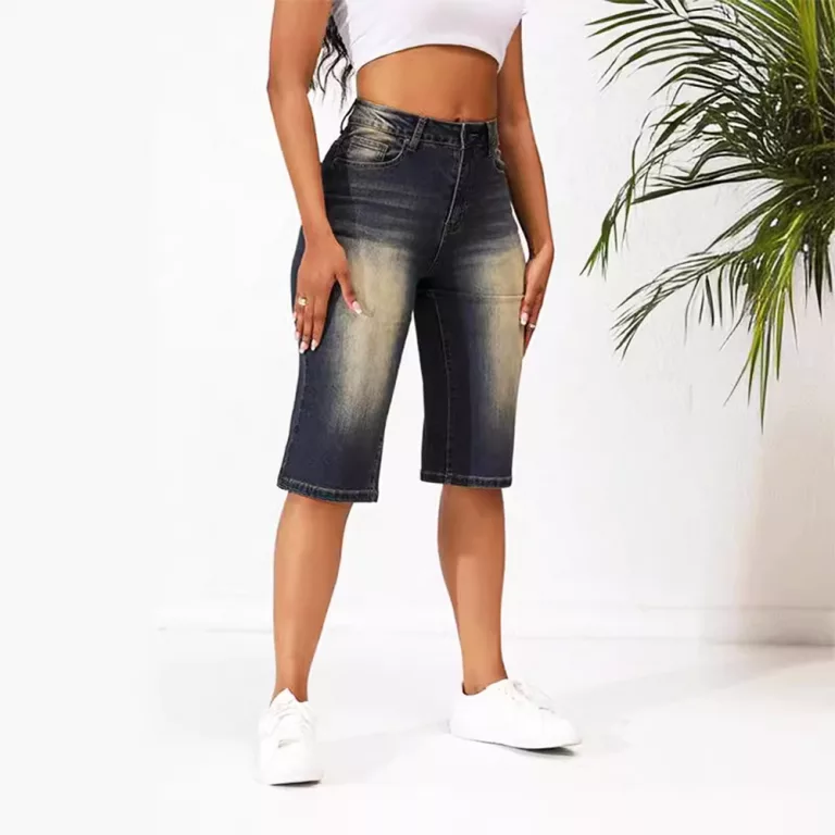 Women's jeans straight pants summer loose fashion casual medium shorts