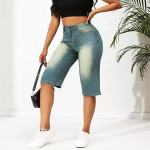 Women's jeans straight pants summer loose fashion casual medium shorts5